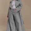 Levi lång trenchcoat i ull – gråmelerad Levi lång trenchcoat i ull – gråmelerad