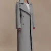 Levi lång trenchcoat i ull – gråmelerad Levi lång trenchcoat i ull – gråmelerad