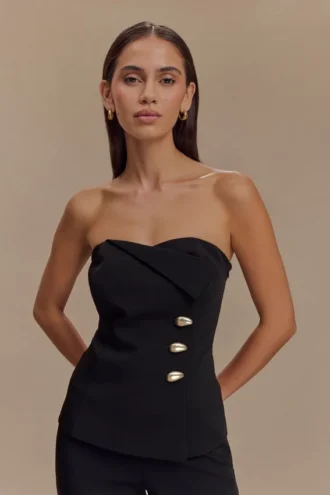 Lindie strapless kostymtop – svart