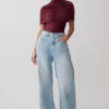 Sebastian raka Denim jeans med slitna kanter – tvättade ljusblå Sebastian raka Denim jeans med slitna kanter – tvättade ljusblå
