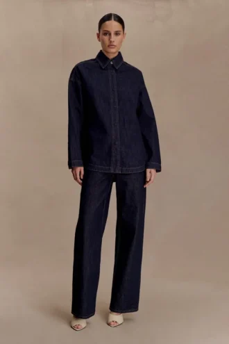 Lioda Oversized Denim Shirt – Washed Indigo Blue