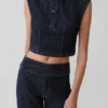 Loraine ärmlös Denim-top – Indigo Pinstripe