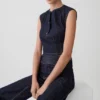 Loraine ärmlös Denim-top – Indigo Pinstripe