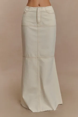 Loretta maxikjol i Denim – Ecru