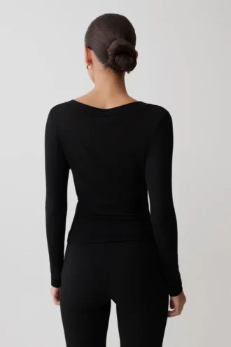 Lumi långärmad mesh-top – svart