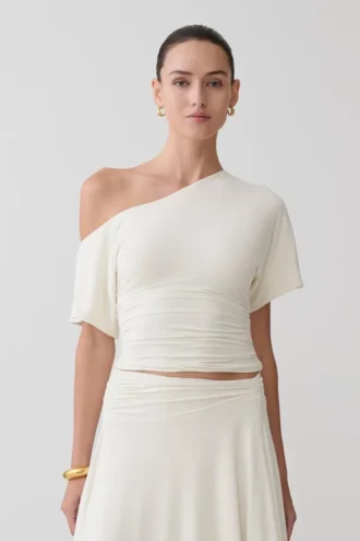 Luu Off Shoulder Slinky Top – Elfenben