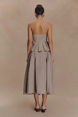 Mae A-linjeformad midikjol – Pebble Brown Mae A-linjeformad midikjol – Pebble Brown