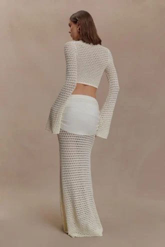 Mania Crochet Maxi Kjolar With Hardware – Ivory Mania Crochet Maxi Kjolar With Hardware – Ivory