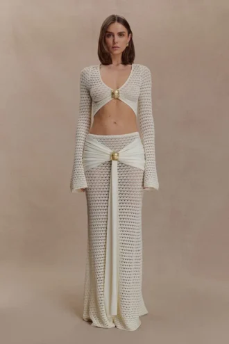Mania Crochet Maxi Kjolar With Hardware – Ivory Mania Crochet Maxi Kjolar With Hardware – Ivory