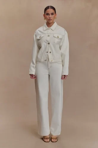 Kirra insvängd Denim-jacka – vit