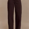 Mannon midjehöga Denim-jeans – chokladbruna Mannon midjehöga Denim-jeans – chokladbruna