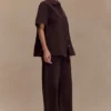 Mannon midjehöga Denim-jeans – chokladbruna Mannon midjehöga Denim-jeans – chokladbruna