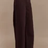 Mannon midjehöga Denim-jeans – chokladbruna Mannon midjehöga Denim-jeans – chokladbruna