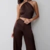 Mariana Halter Silk Blend Sleeveless Top – Dark Chocolate Mariana Halter Silk Blend Sleeveless Top – Dark Chocolate