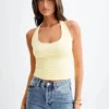 Marie återvunnen halterneck-top – Lemon Sherbet