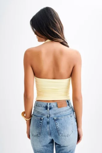 Marie återvunnen halterneck-top – Lemon Sherbet