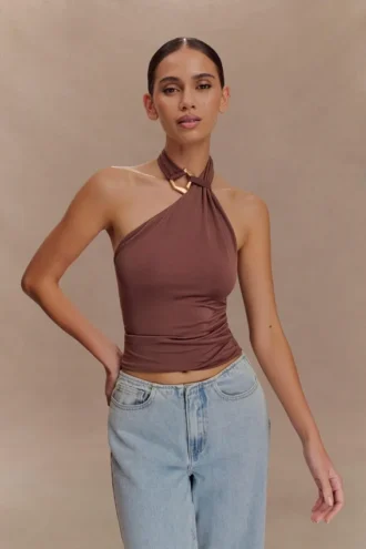 Mariposa Slinky halterneck-top – choklad