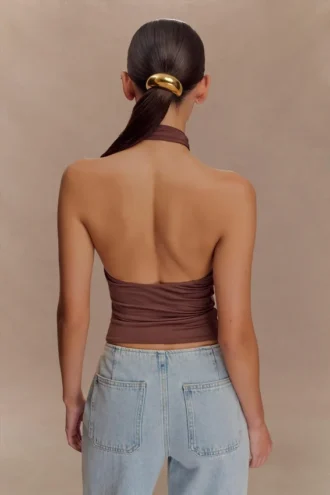 Mariposa Slinky halterneck-top – choklad