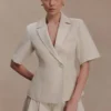 Martine kortärmad linne-top – natur Martine kortärmad linne-top – natur