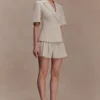 Martine kortärmad linne-top – natur Martine kortärmad linne-top – natur