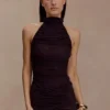 Matilda rynkad bodysuit i mesh – chokladbrun Matilda rynkad bodysuit i mesh – chokladbrun