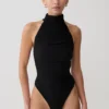 Matilda rynkad bodysuit i mesh – svart Matilda rynkad bodysuit i mesh – svart