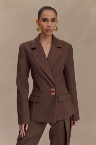 Max Cinched Waist Blazer – Choklad