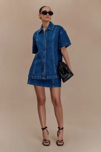 Maya Oversized Denim Shirt – Mörkblå Maya Oversized Denim Shirt – Mörkblå