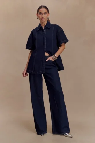 Maya Oversized Denimskjorta – indigoblå Maya Oversized Denimskjorta – indigoblå