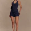 Meadow Denim Corset Halter Top – Indigoblå