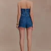 Meadow Denim korsett-halterneck-top – mörkblå