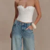 Melany Applikationsbustier i Denim – Vit Melany Applikationsbustier i Denim – Vit