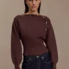 Mertyle asymmetrisk stickad tröja – mörk choklad Mertyle asymmetrisk stickad tröja – mörk choklad
