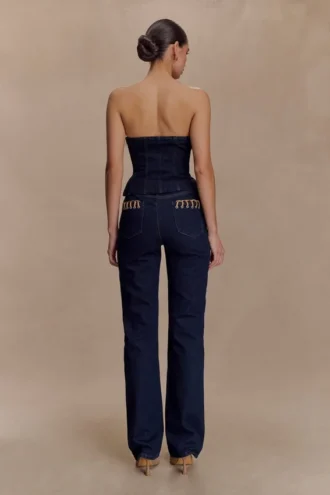 Meryl snörningsDenim-jeans – indigoblå