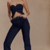 Meryl snörningsDenim-jeans – indigoblå