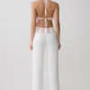 Miley Crochet Waistband Straight Leg Byxor – Ivory