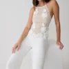 Miley virkad halterneck-top – elfenben Miley virkad halterneck-top – elfenben