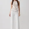 Miley virkad halterneck-top – elfenben Miley virkad halterneck-top – elfenben