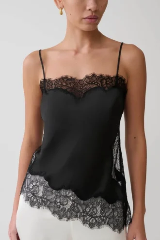 Miriam Satin & Lace Camisole – Svart