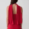 Misty Halter rygglös stickad topp – röd Misty Halter rygglös stickad topp – röd