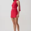 Misty Halter rygglös stickad topp – röd Misty Halter rygglös stickad topp – röd