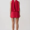 Misty Halter rygglös stickad topp – röd Misty Halter rygglös stickad topp – röd