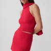 Misty Halter rygglös stickad topp – röd Misty Halter rygglös stickad topp – röd