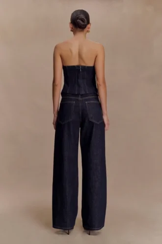Monte strapless Denim-korsett – tvättad indigoblå