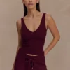 Natalya ribbad stickad cami-top – Merlot Natalya ribbad stickad cami-top – Merlot