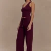 Natalya ribbad stickad cami-top – Merlot Natalya ribbad stickad cami-top – Merlot