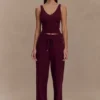 Natalya ribbad stickad cami-top – Merlot Natalya ribbad stickad cami-top – Merlot