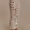 Noel midikjol i spegelstickat – beige