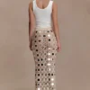 Noel midikjol i spegelstickat – beige