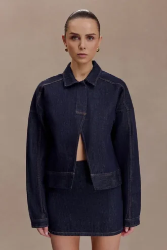 Olandria Oversized Jacket Top – tvättad indigoblå Olandria Oversized Jacket Top – tvättad indigoblå